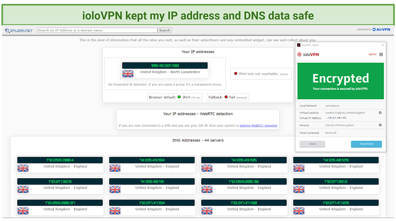 Passed IP/DNS Leak Testing